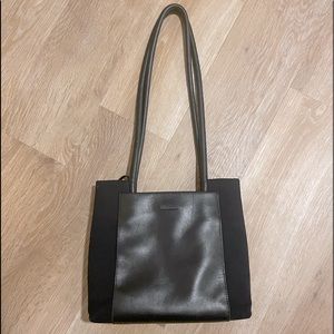 TUMI Vintage Black Leather Neoprene Tote Bag